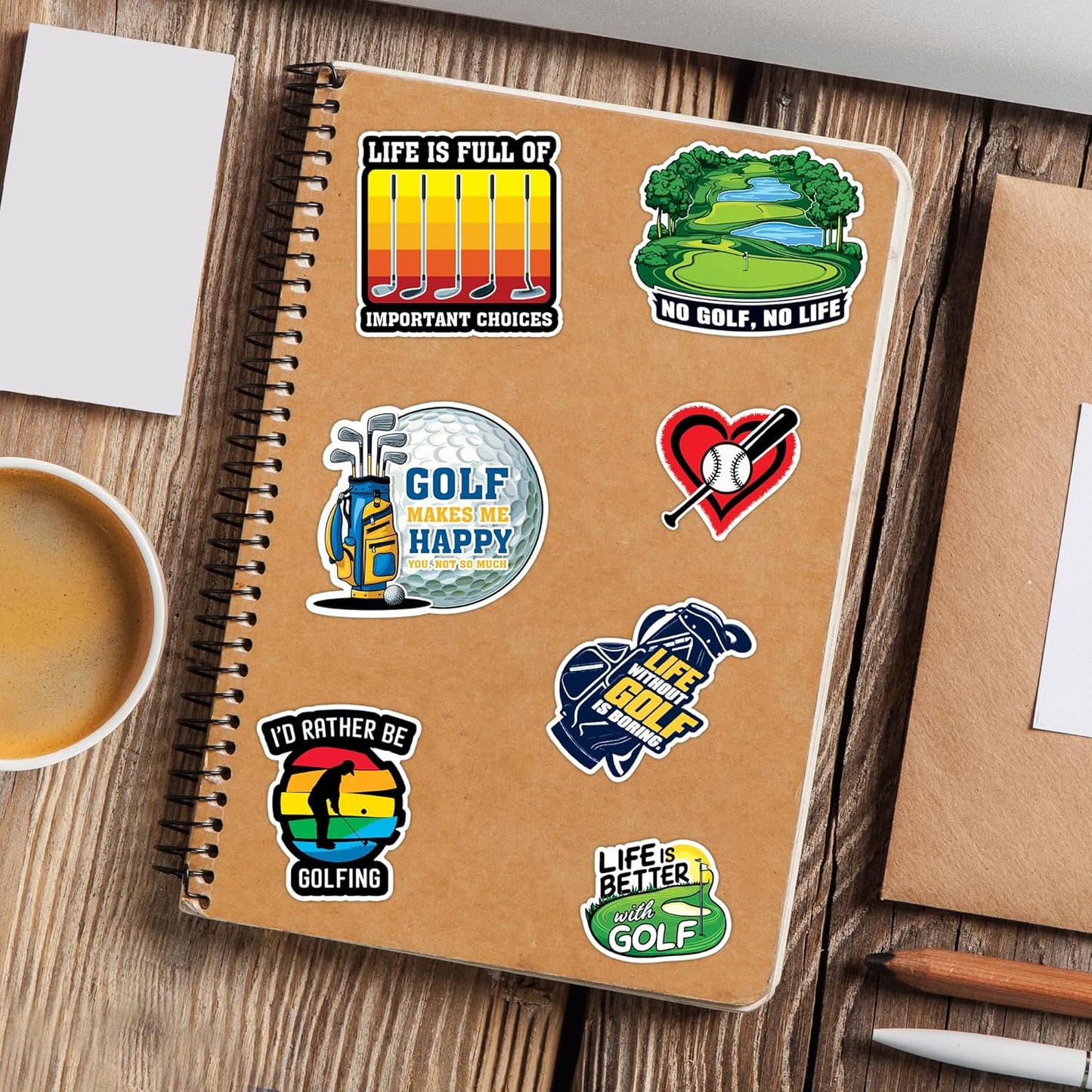 Golf Stickers 50 Pieces Vinyl Waterproof Decal for Laptop Water Bottle Phone Car Window Bike Motorcycle Stakeboard Scrapbook Golfing Sticker Gifts