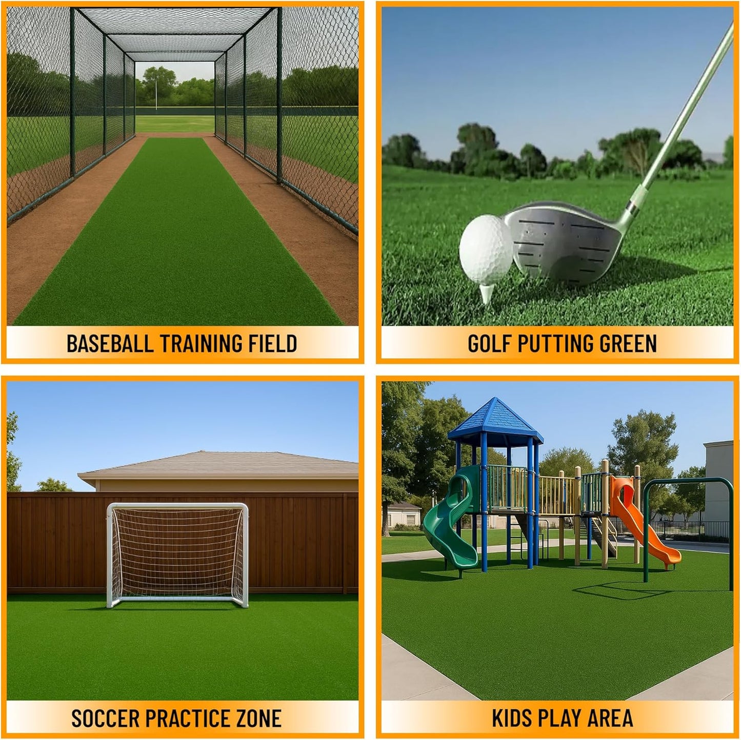 Ottomanson Artificial Turf Golf Hitting Mat 6'6" x 8' Indoor/Outdoor Waterproof Synthetic Fake Grass for Putting Practice Baseball Football Sports Gym Backyard, Custom Size 2' up to 30'