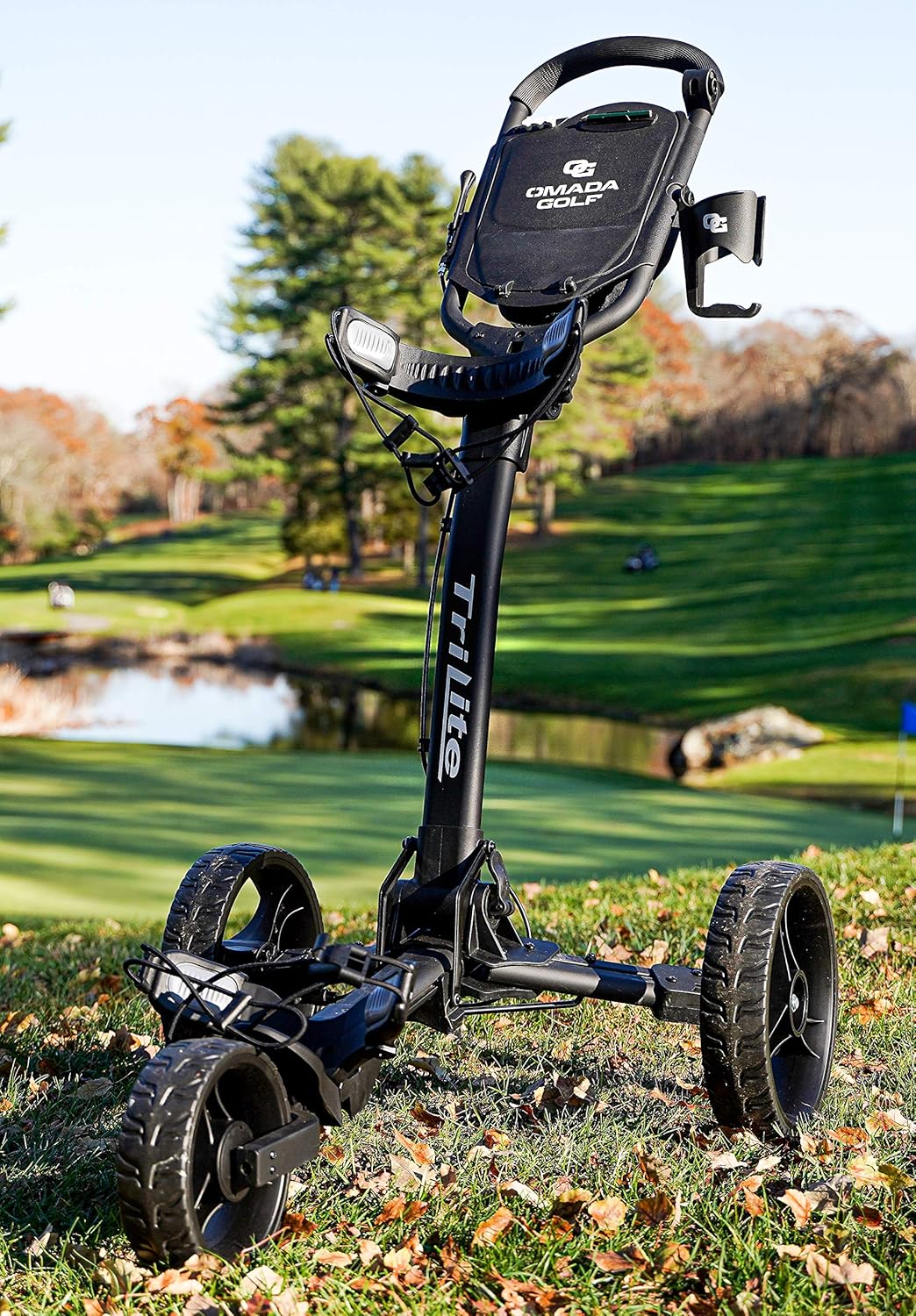 OMADA GOLF Trilite Golf Push Cart | Lightweight and Folding Golf Cart | Adjustable Golf Bag Stand