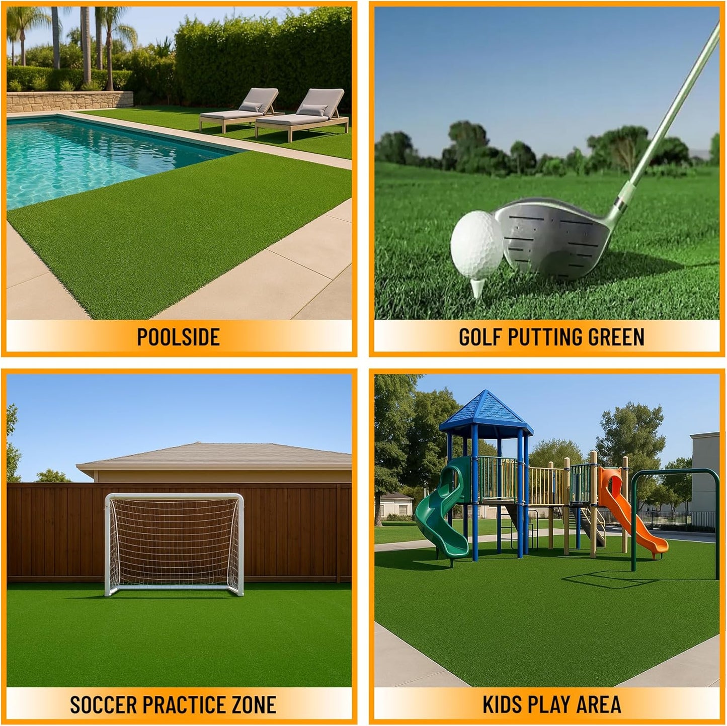 Ottomanson Artificial Turf Golf Hitting Mat 6'6" x 30' Indoor/Outdoor Waterproof Synthetic Fake Grass for Putting Practice Baseball Football Sports Gym Backyard, Custom Size 2' up to 30'