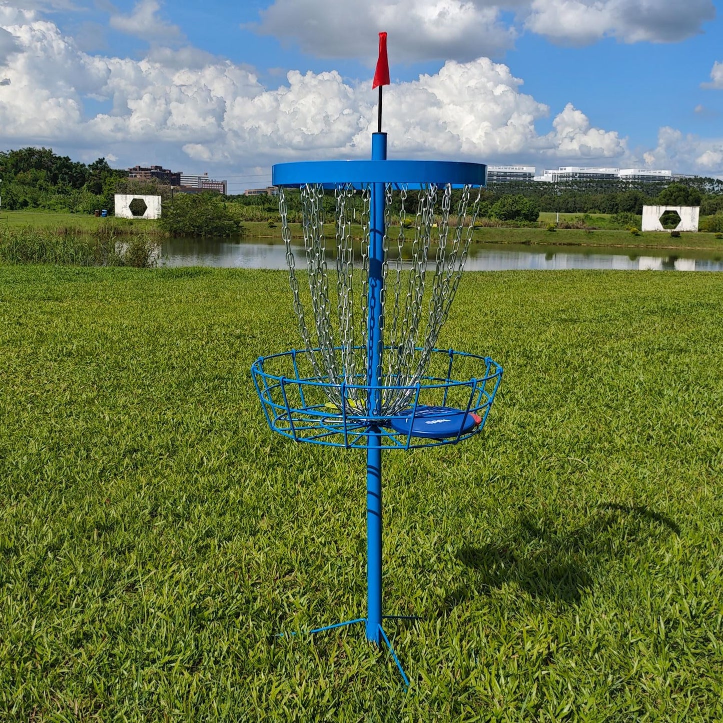 Disc Golf Basket - Portable Disc Golf Target with Heavy Duty 24-Chains Come with 6pcs Disc Golf Discs and Carry Bag, Ground Stake -Suitable for Players of All Levels - Multi Color Available