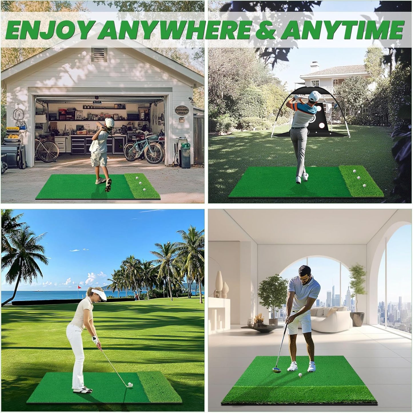 Premium Dual-Turf Golf Mats Practice Outdoor Indoor, 5x4 ft Golf Hitting Mat, Golf Training Swing Chipping Mat, Golf Practice Mat Gifts for Men Boy