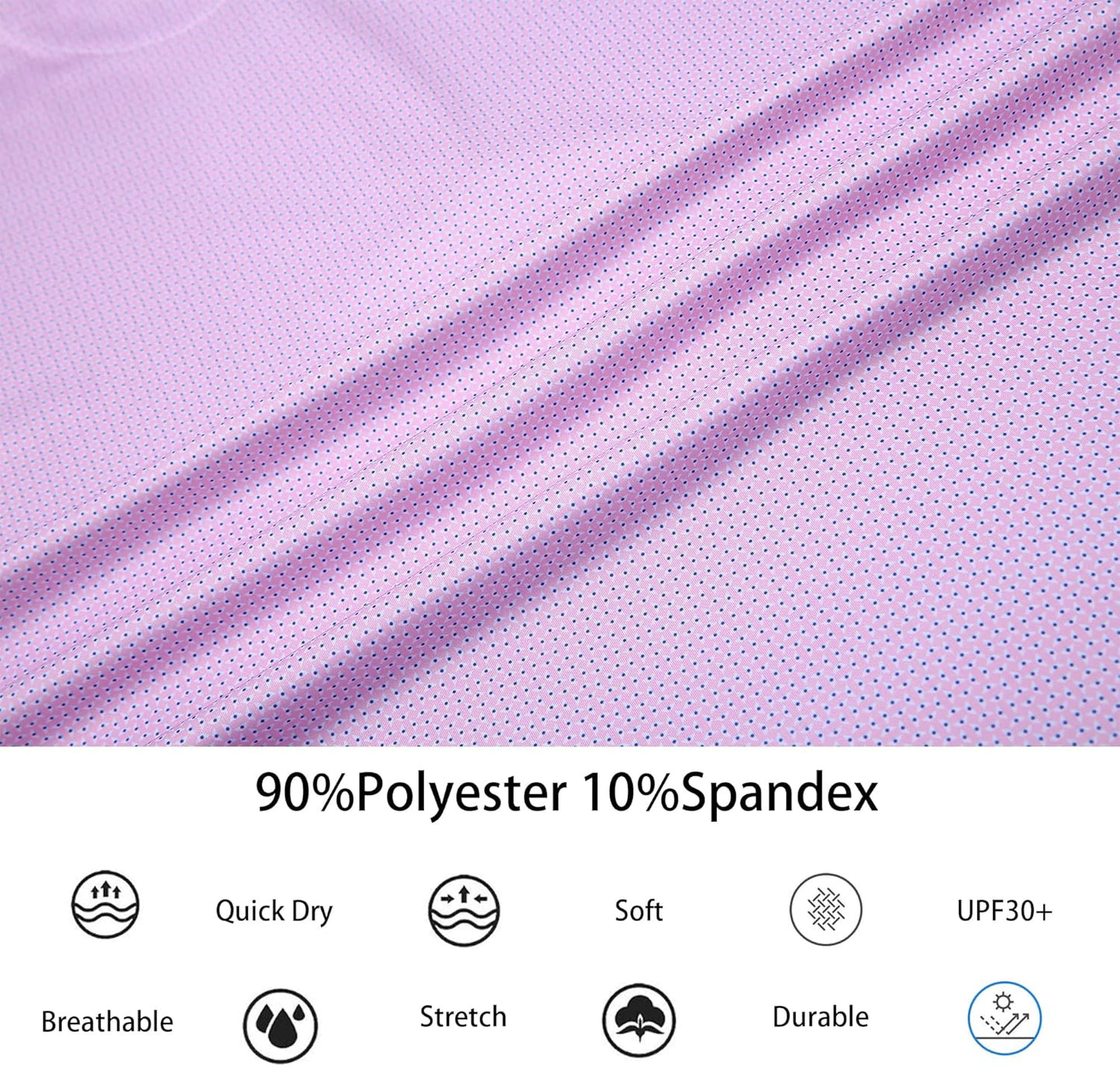 Alex Vando Mens Golf Shirt Moisture Wicking Classic Print Golf Shirts for Men