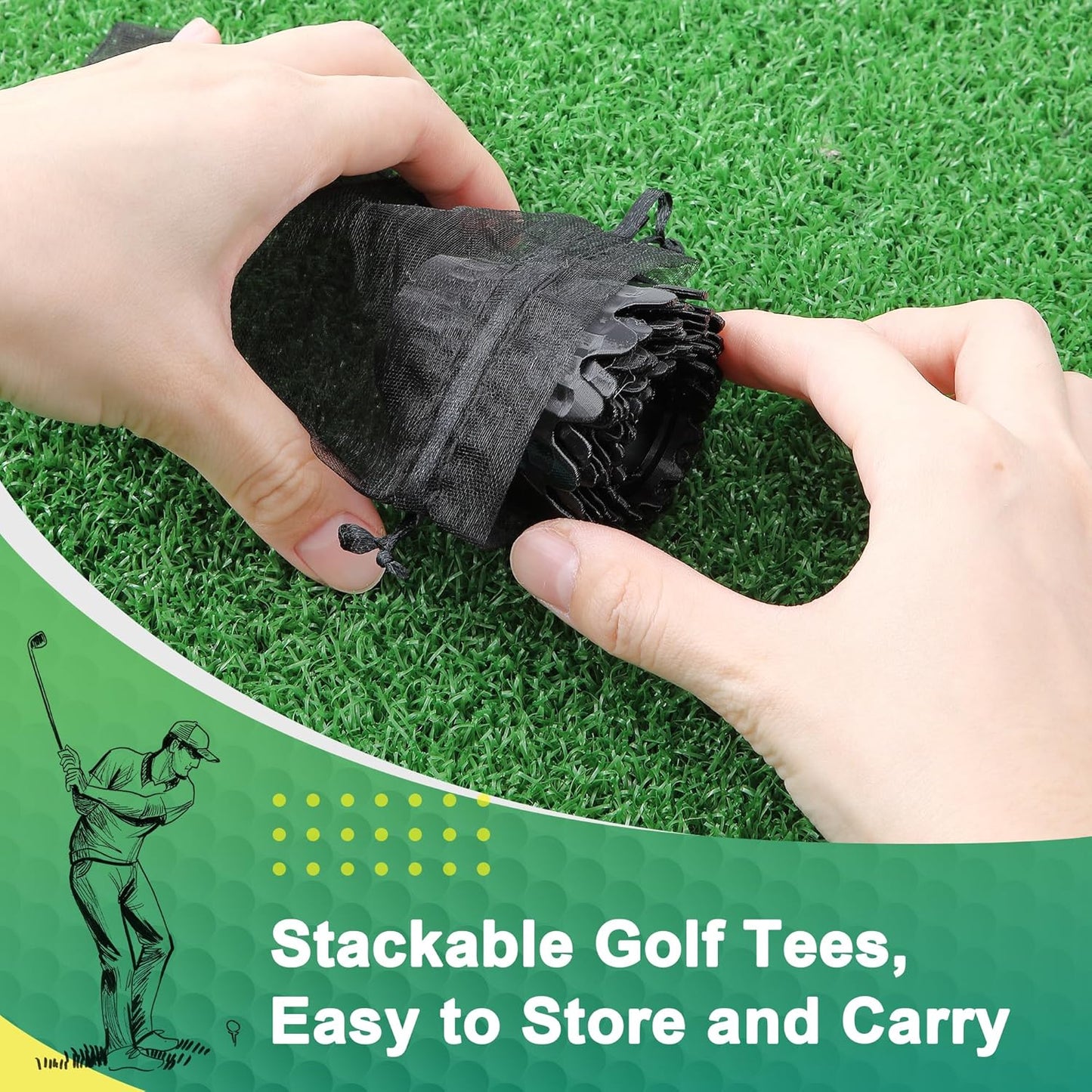 8 Pack Simulator Golf Tees, TPU Unbreakable Material, Height from 1/4" to 2", Suitable for Indoor, Outdoor, Winter, Golf Mats, Turf and Driving Range
