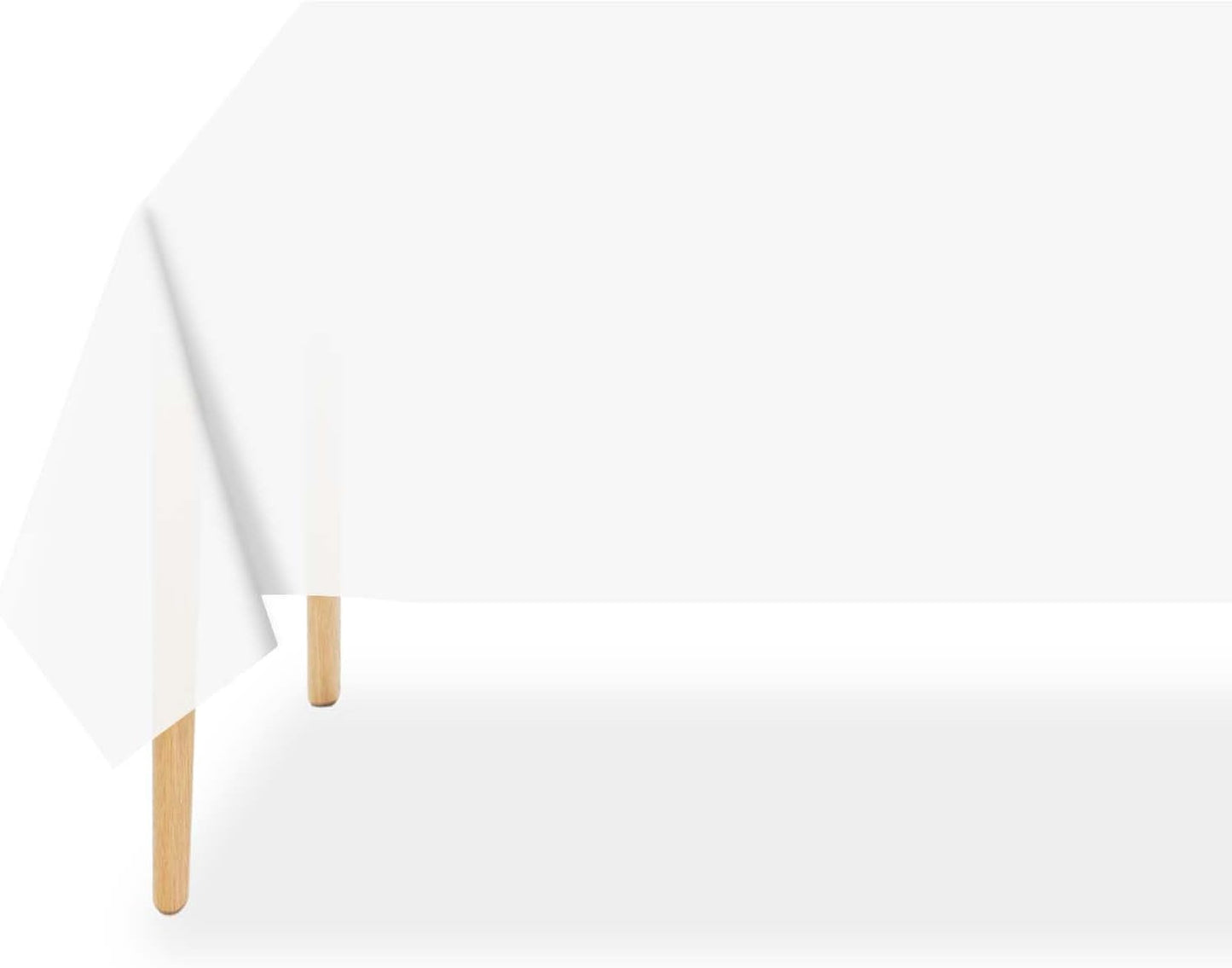 QIKSION Plastic Table Cloth Disposable 3 Pack, 54 x 108 Inch Tablecloths for Rectangle Tables, White Plastic Table Cover