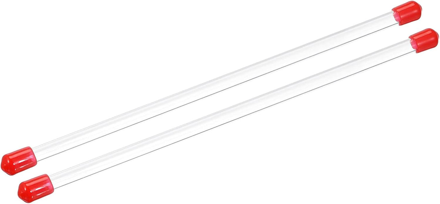 PATIKIL Clear Rigid Tube Round Plastic Tubing with Red Rubber Caps Polycarbonate Water Pipe, 305mm/ 12 Inch Length, 4mmx6mm/0.16"x0.23", 2 Set