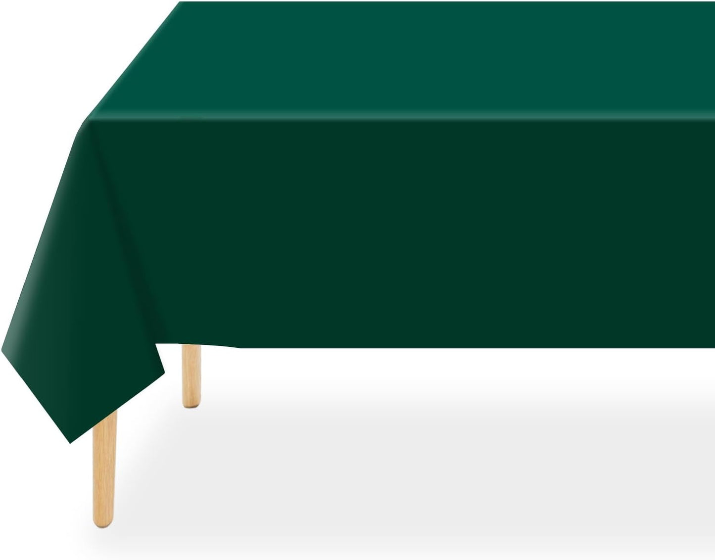 QIKSION Plastic Table Cloth Disposable 3 Pack, 54 x 108 Inch Tablecloths for Rectangle Tables, Dark Green Plastic Table Cover