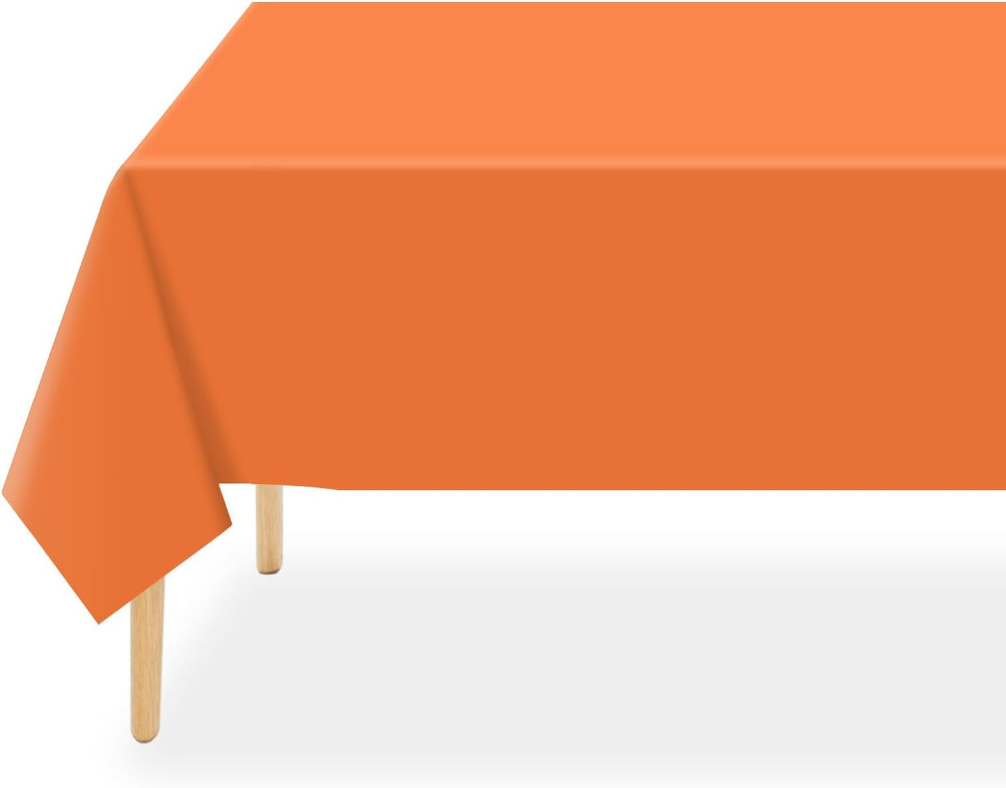 QIKSION Plastic Table Cloth Disposable 2 Pack, 54 x 108 Inch Tablecloths for Rectangle Tables, Orange Plastic Table Cover