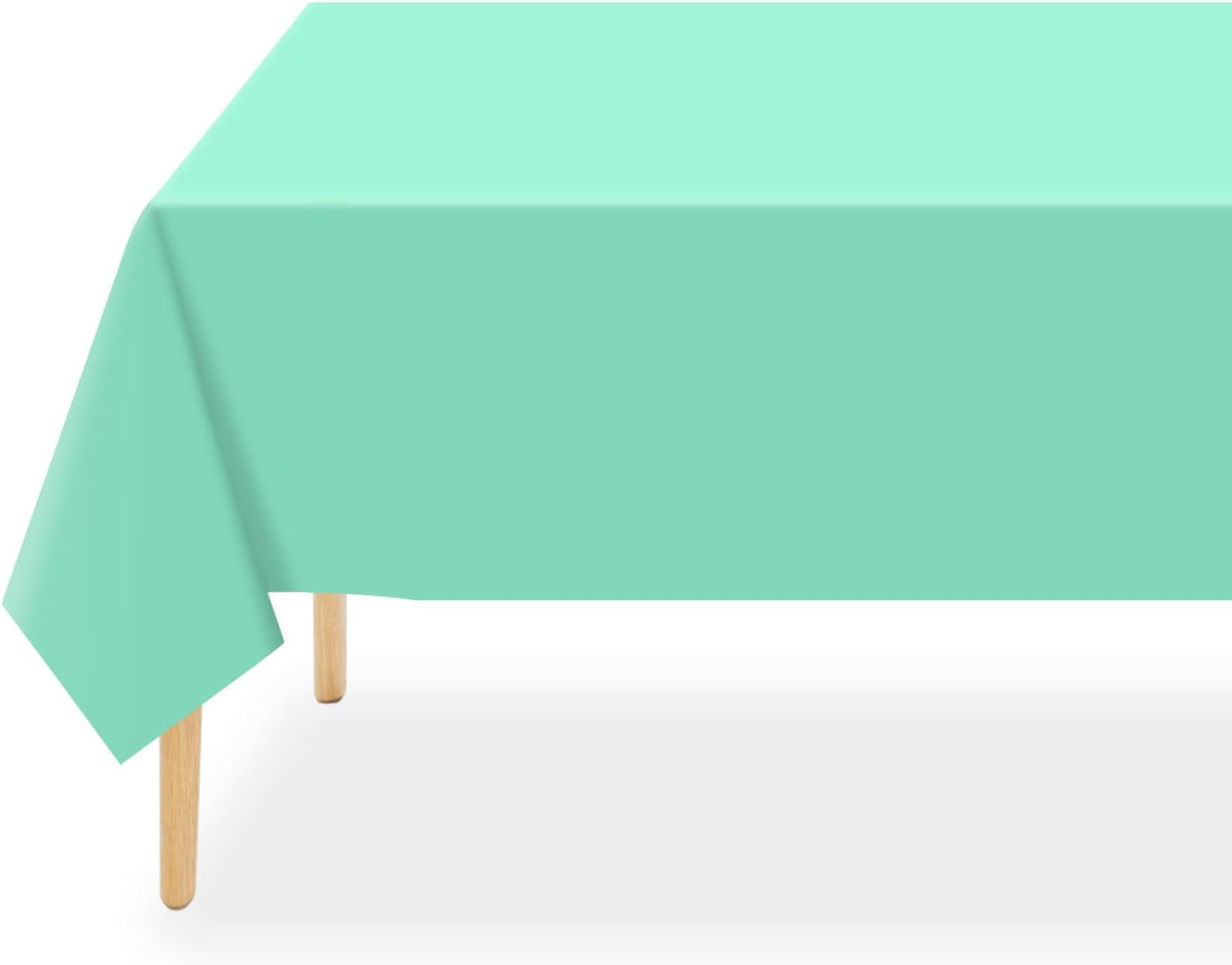 QIKSION Plastic Table Cloth Disposable 3 Pack, 54 x 108 Inch Tablecloths for Rectangle Tables, Fresh Mint Plastic Table Cover