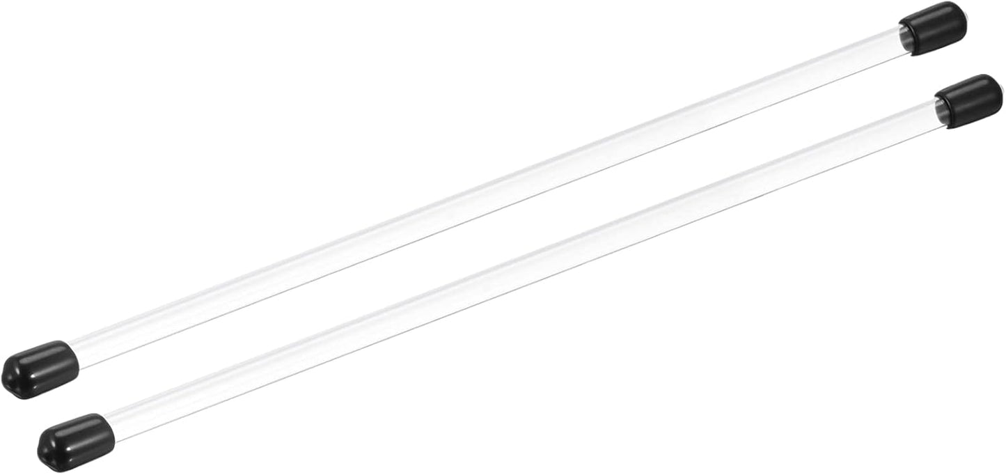 PATIKIL Clear Rigid Tube Round Plastic Tubing with Black Rubber Caps Polycarbonate Water Pipe, 305mm/ 12 Inch Length, 4mmx5mm/0.16"x0.2", 2 Set