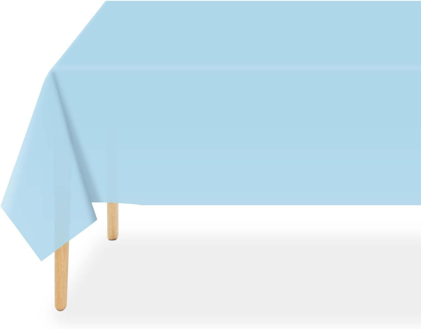 QIKSION Plastic Table Cloth Disposable 2 Pack, 54 x 108 Inch Tablecloths for Rectangle Tables, Light Blue Plastic Table Cover