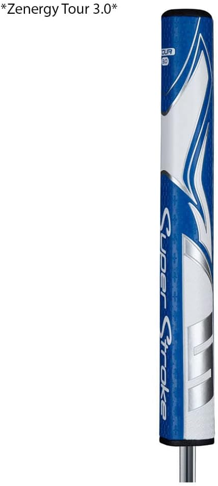SuperStroke Zenergy Tour 5.0 Golf Putter Grip with No Taper Enhanced SPYNE Technology, New Multi-Zone Texturing and Tech-Port, Blue/White