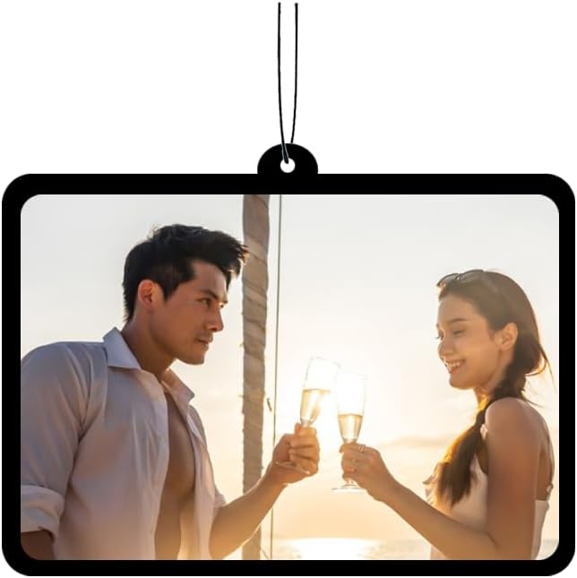 Personalized Photo Car Air Freshener – Custom Double-Sided Print – Fresh Linen Scent – Eco-Friendly, Long-Lasting Fragrance – Unique Gift for Family, Friends, Lovers (Movie), White