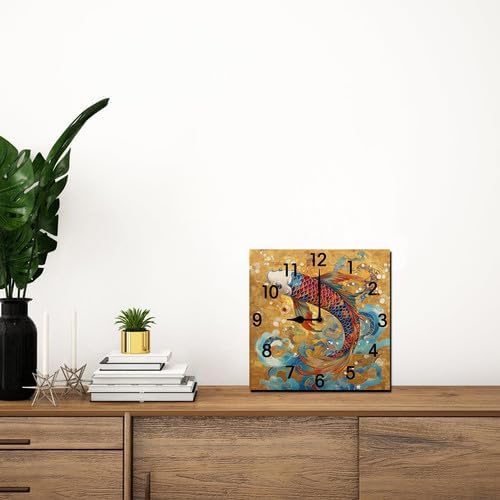 Baseball Square Clock Silent No Tick Battery Powered Home Decor Wooden Wall Clock for Living Room Kitchen Bathroom Farmhouse 10inch