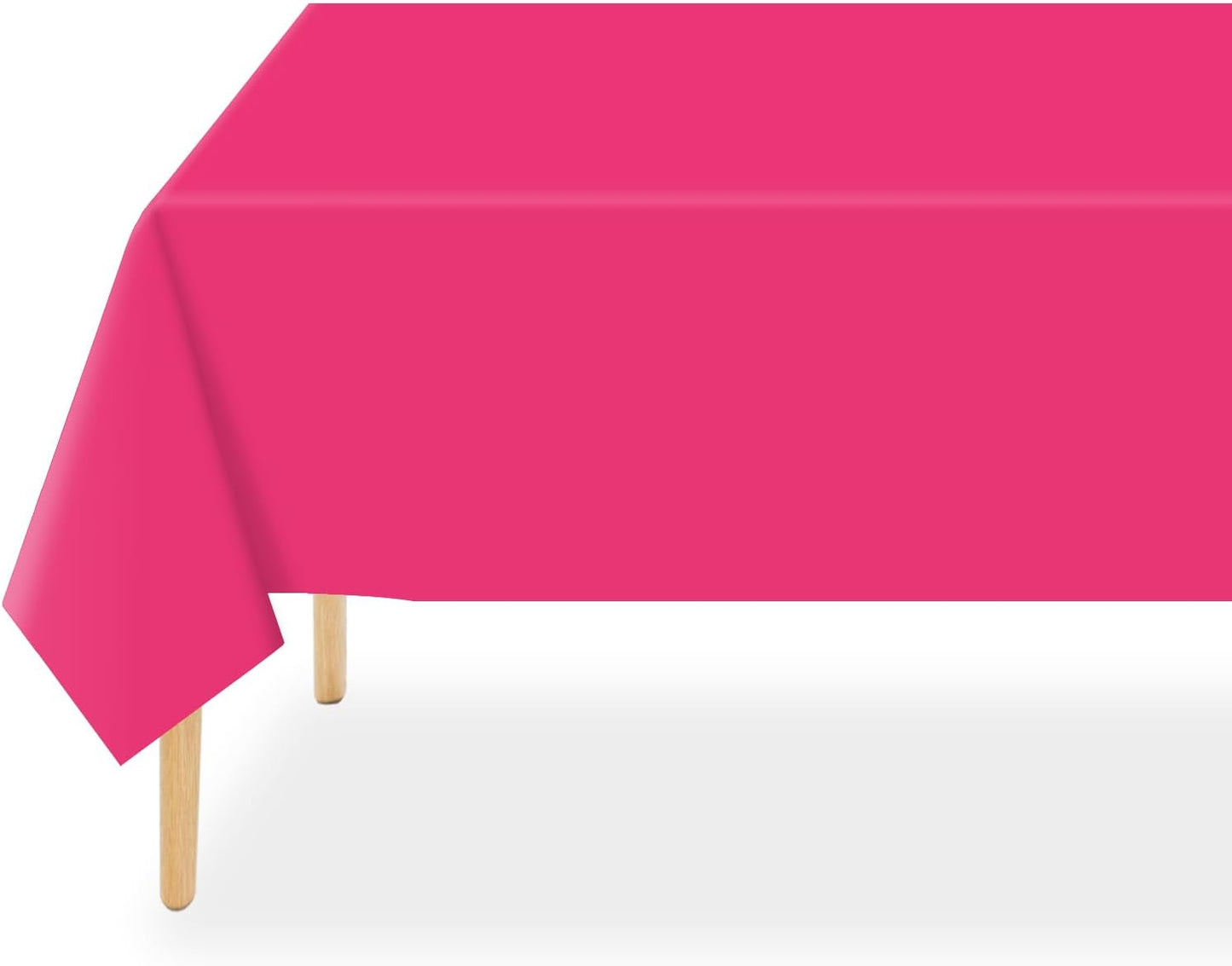 QIKSION Plastic Table Cloth Disposable 3 Pack, 54 x 108 Inch Tablecloths for Rectangle Tables, Hot Pink Plastic Table Cover