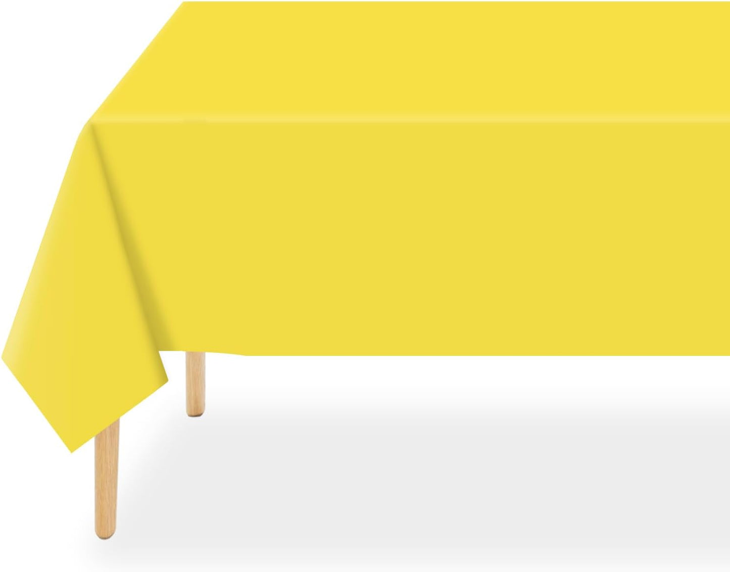 QIKSION Plastic Table Cloth Disposable 12 Pack, 54 x 108 Inch Tablecloths for Rectangle Tables, Yellow Plastic Table Cover