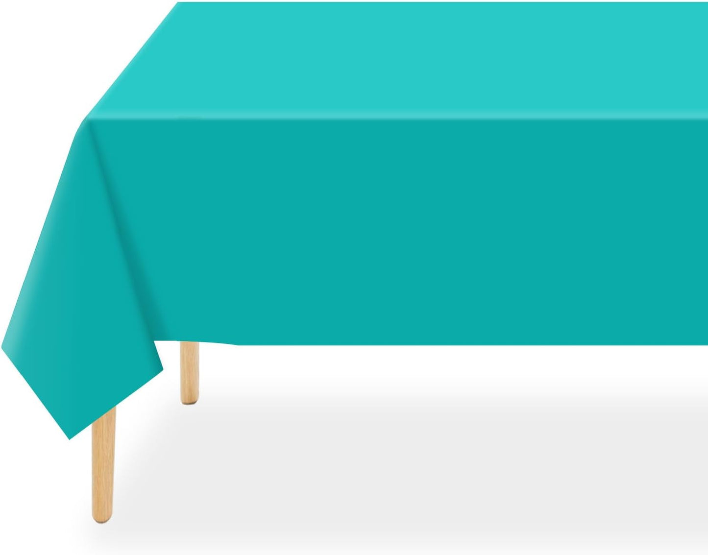 QIKSION Plastic Table Cloth Disposable 3 Pack, 54 x 108 Inch Tablecloths for Rectangle Tables, Aqua Blue Plastic Table Cover
