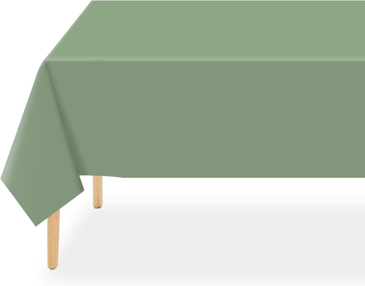 QIKSION Plastic Table Cloth Disposable 12 Pack, 54 x 108 Inch Tablecloths for Rectangle Tables, Sage Green Plastic Table Cover