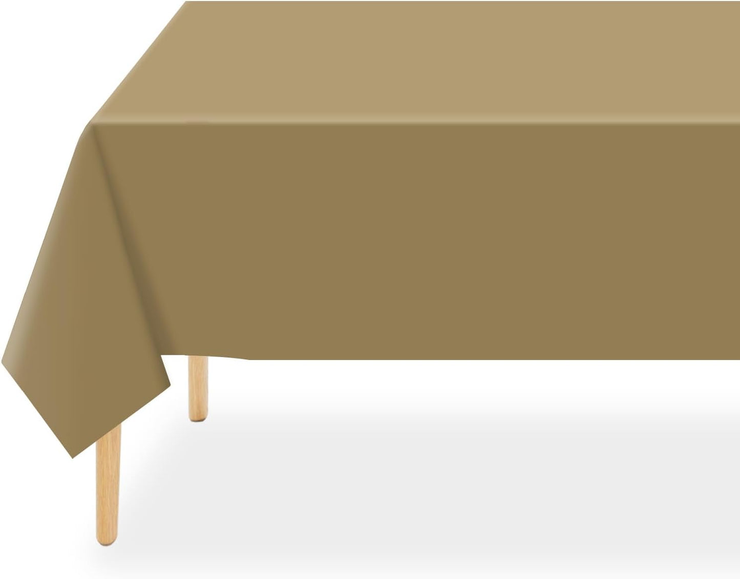 QIKSION Plastic Table Cloth Disposable 12 Pack, 54 x 108 Inch Tablecloths for Rectangle Tables, Gold Plastic Table Cover