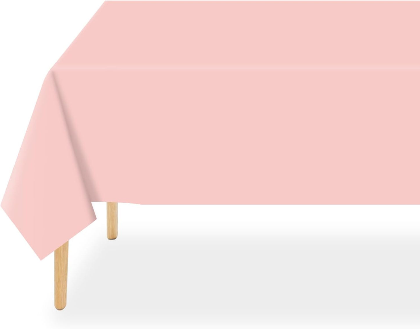 QIKSION Plastic Table Cloth Disposable 2 Pack, 54 x 108 Inch Tablecloths for Rectangle Tables, Blush Pink Plastic Table Cover