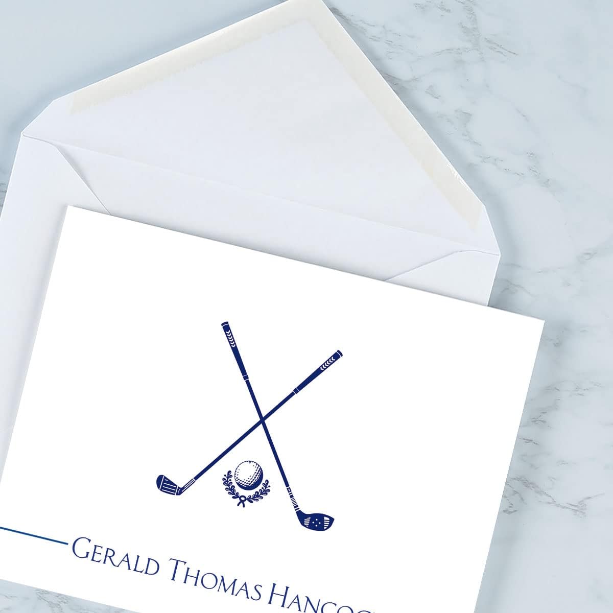 Golf Personalized Note Cards - 24 Cards with White Envelopes, 4¼ x 5½ Inch Size, Blank Stationery, Add Names or Text, For Thank You Notes, Invitations, & Announcements
