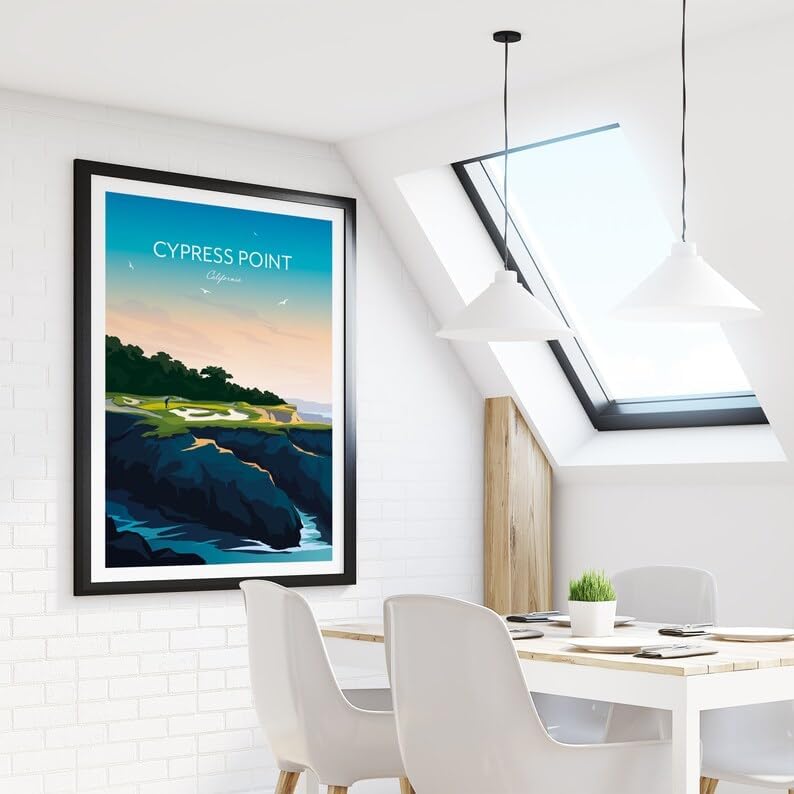 Nationcog Golf Print of Cypress Point Club - California, USA, Cypress Point Golf Course Poster, California Golf Art, Pebble Beach Golf Print, Scenic Golf Landscape (Unframed) (27x40)