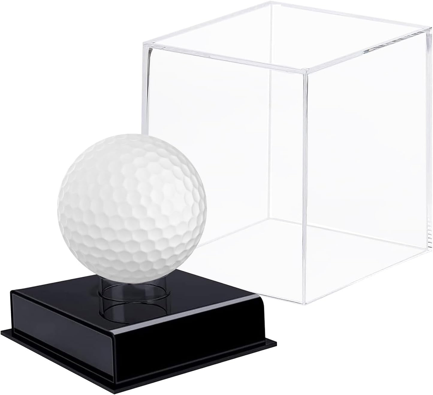 Custom Golf Ball Display Case Acrylic Golf Ball Holder Case Laser Engraved Plaque Showcase Your Cherished Golf Ball Memorabilia (Pink Gold)