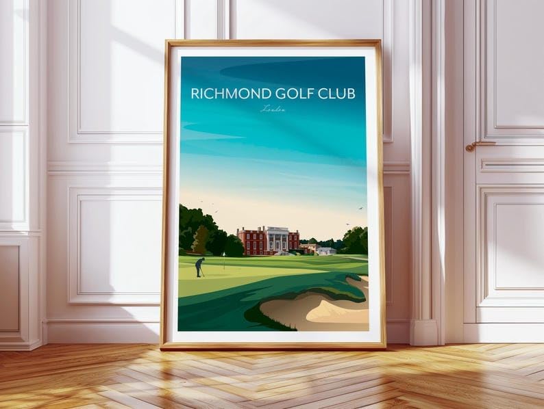 Richmond Golf Club Print - Sudbrook House - Richmond Park London, Richmond Golf Club Poster, London Golf Course Art, Vintage Golf Print, Classic Golf Club Illustration (Unframed) (20x30)