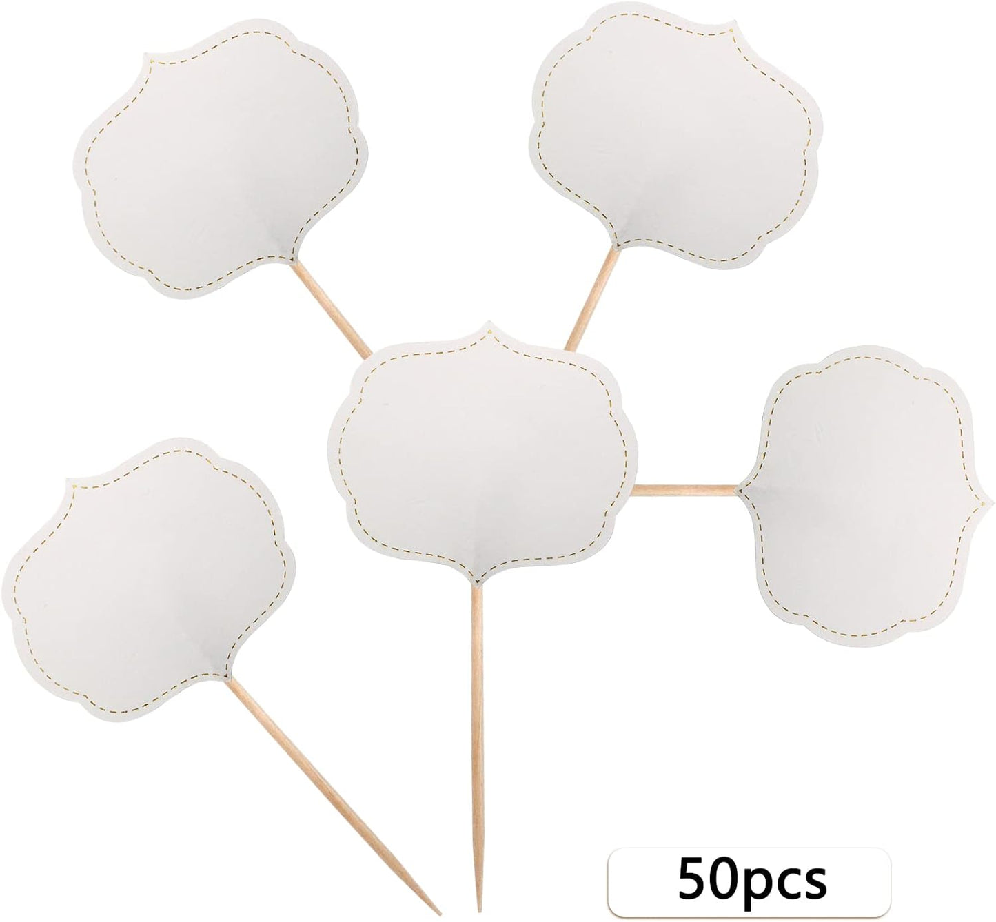 BLUE TOP 50 Pieces Cupcake Picks Blank Toothpick Flags Cake Toppers Cheese Markers Buffet Labels for Charcuterie Board Food Tags Toothpick Signs,Wedding,Birthday Party and Dinner Decorations Supplies.