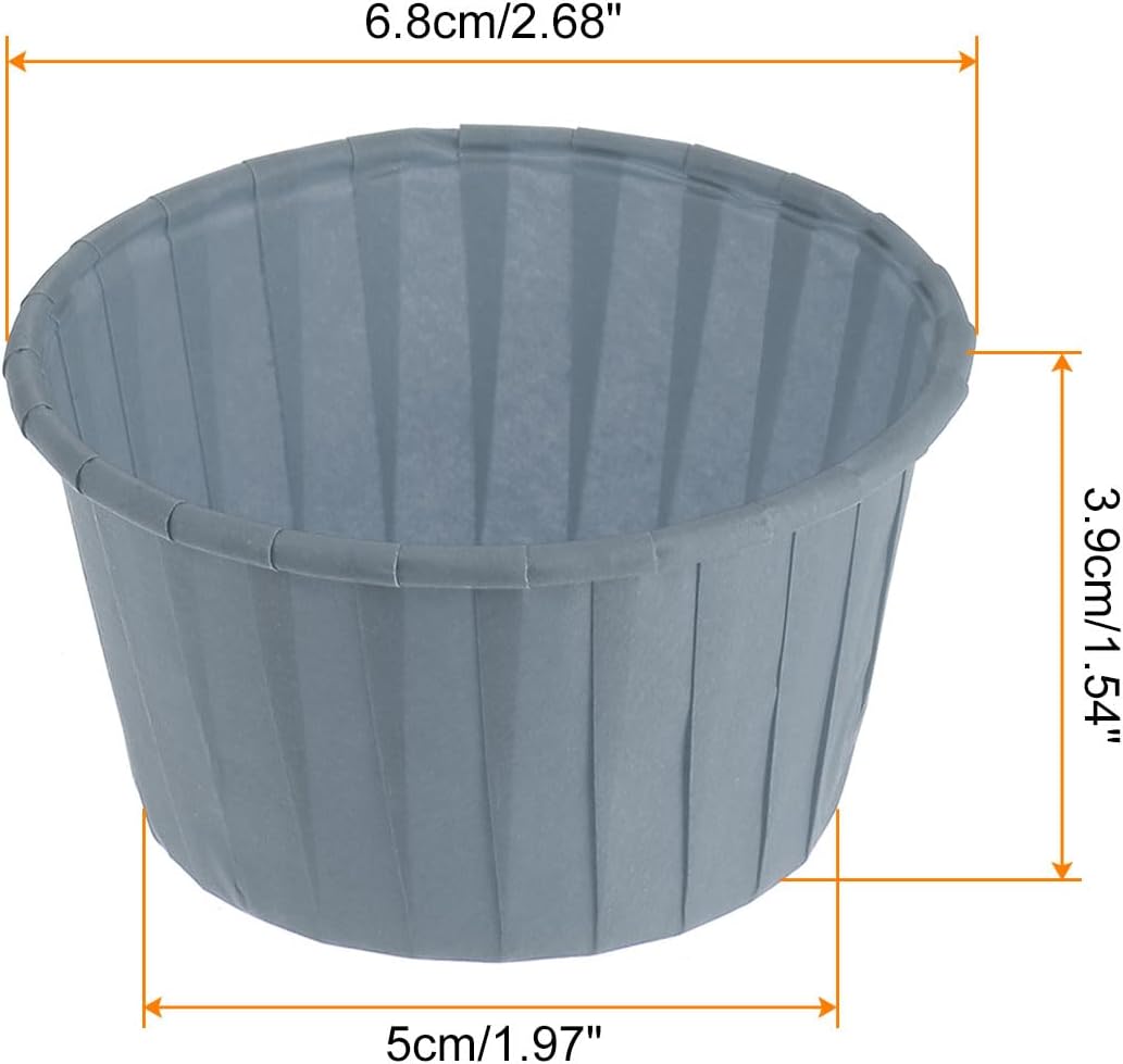 HARFINGTON 100Pcs Cupcake Baking Cups 3.5oz Standard Size Paper Cupcake Liners Greaseproof Wrappers Disposable for Wedding Birthdays Christmas Dessert, Grey Blue