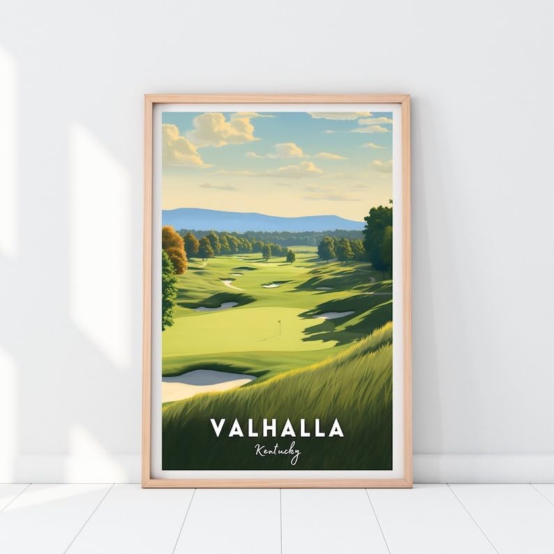 Nationcog Valhalla Golf Poster, Vintage Kentucky Travel Wall Art Print, Retro Golf Course Artwork, Classic Sports Decor Gift for Men or Office (Unframed) (11x14)