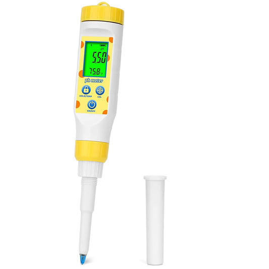 Digital pH Meter for Food Fermentation and Canning, Smart Food pH Tester with High Accuracy Spear Probe for Sourdough, Salsa and Hot Sauces, pH Test Pen with ATC for Solid and Liquid