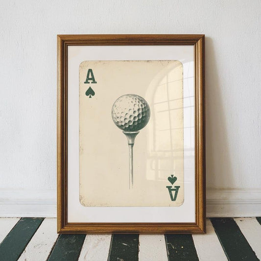 Nationcog Vintage Golf Playing Card Wall Art, Retro Ace of Spades Sports Print for Bar, Office or Game Room Decor, Classic Golfer Poster with Tee Time Theme (Unframed) (24x36)
