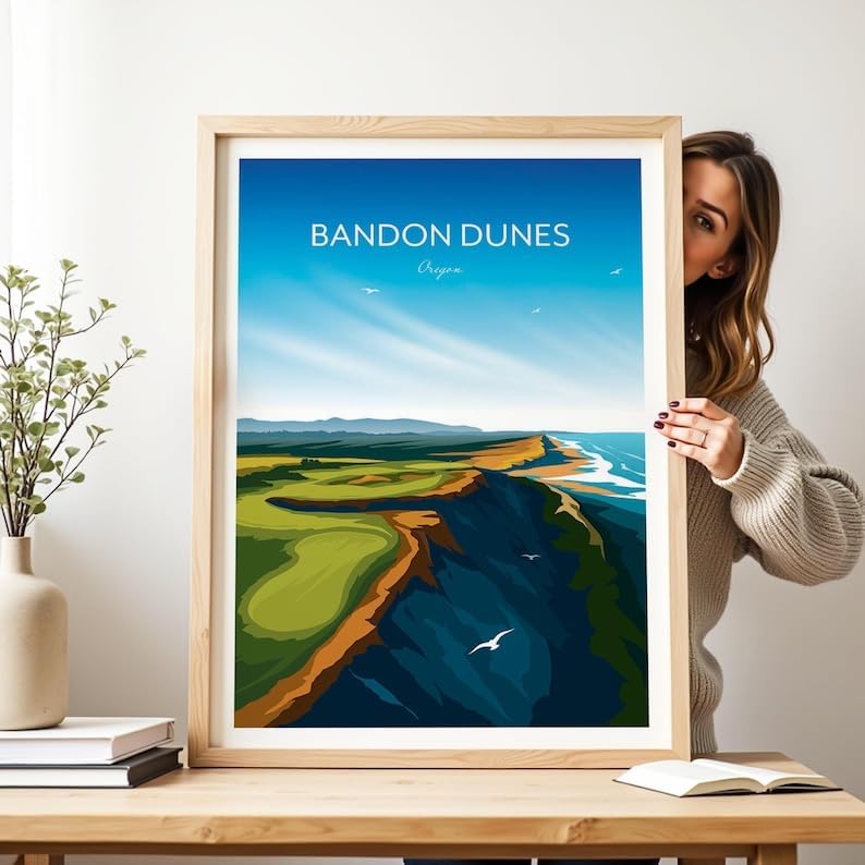 Bandon Dunes Golf Poster - Oregon Golf Course Resort, Oregon Golf Art, Coastal Golf Print, Vintage Golf Wall Decor, Scenic Golf Landscape, Golf Resort Artwork (Unframed) (11x14)