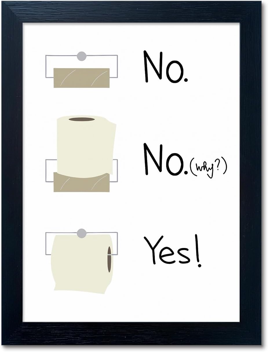 Bathroom Picture Wall Decor, Toilet Paper Bathroom Rule Wall Art, Bathroom Sign, Bahtoom Quote Paintings for Wall