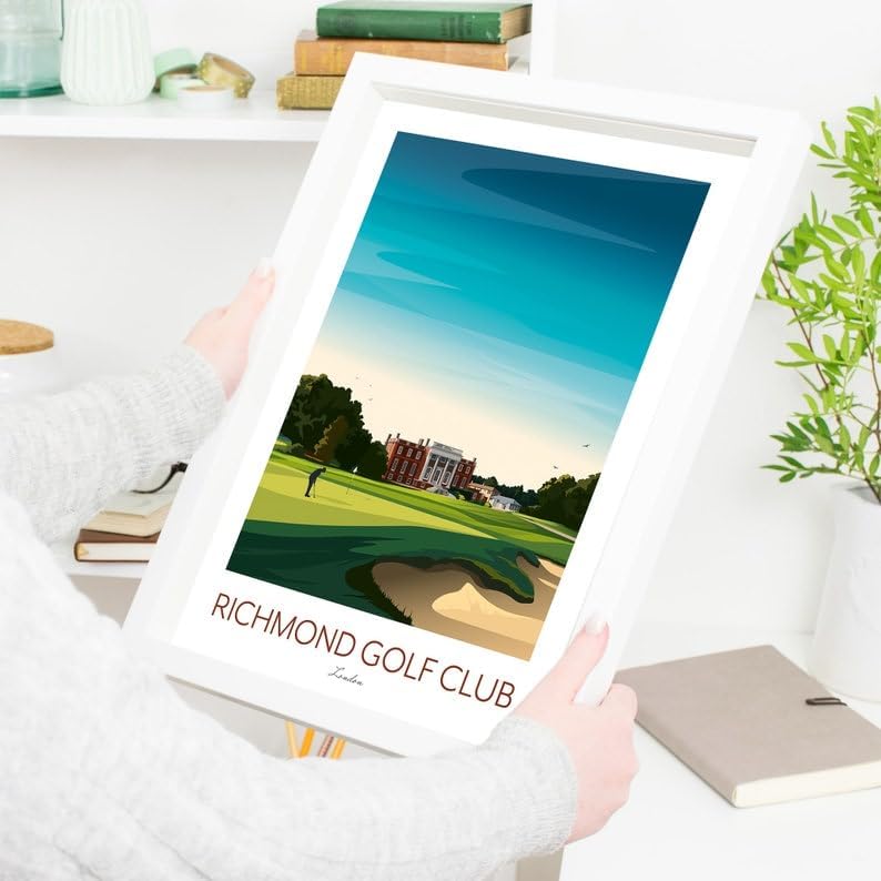 Richmond Golf Club Print - London Golf Course, Richmond Golf Club Poster, London Golf Course Print, Golf Art Wall Decor, Golf Landscape Illustration (Unframed) (24x36)