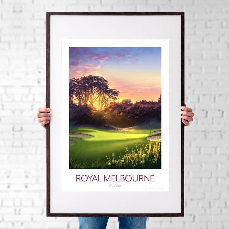 Royal Melbourne Golf Print - The West Course 5th Hole - Golf Course Australia, Royal Melbourne Golf Poster, Australia Golf Course Print, Sunset Golf Art, Nature Landscape Wall Decor (Unframed) (20x30)