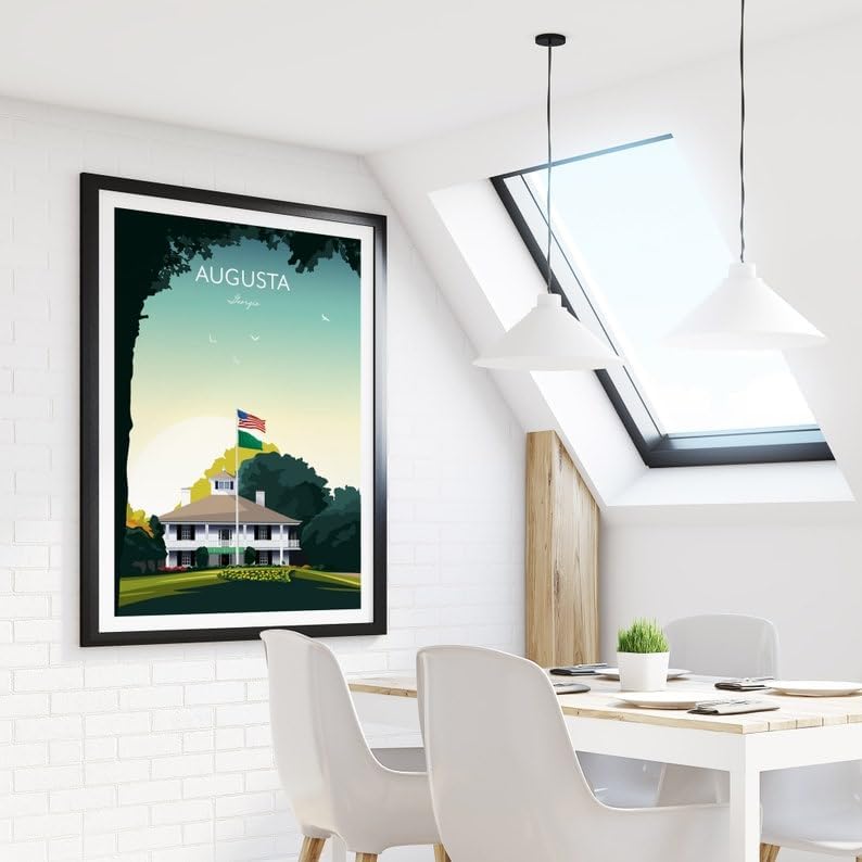 Golf Print Augusta Georgia Clubhouse, Augusta Golf Poster, Vintage Golf Travel Poster, Augusta National Print, Golf Course Wall Art, Masters Tournament Art (Unframed) (20x30)
