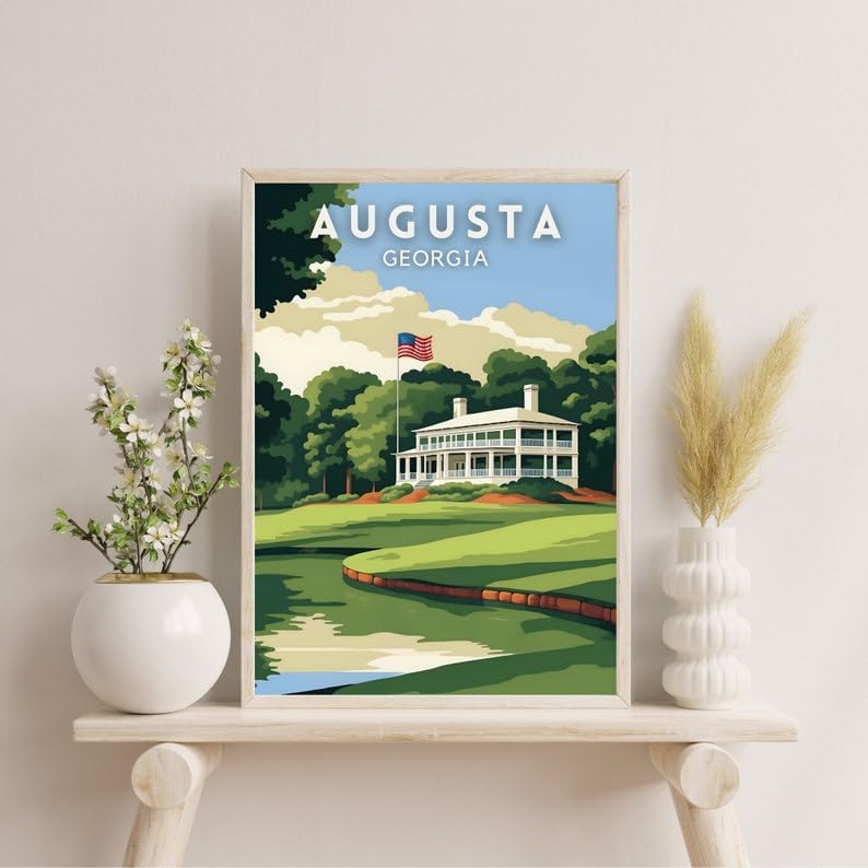 Nationcog Augusta Georgia Golf Poster, Vintage Travel Wall Art Print, Retro Southern Golf Landscape Decor, Classic Artwork Gift for Men or Golf Enthusiasts (Unframed) (11x14)
