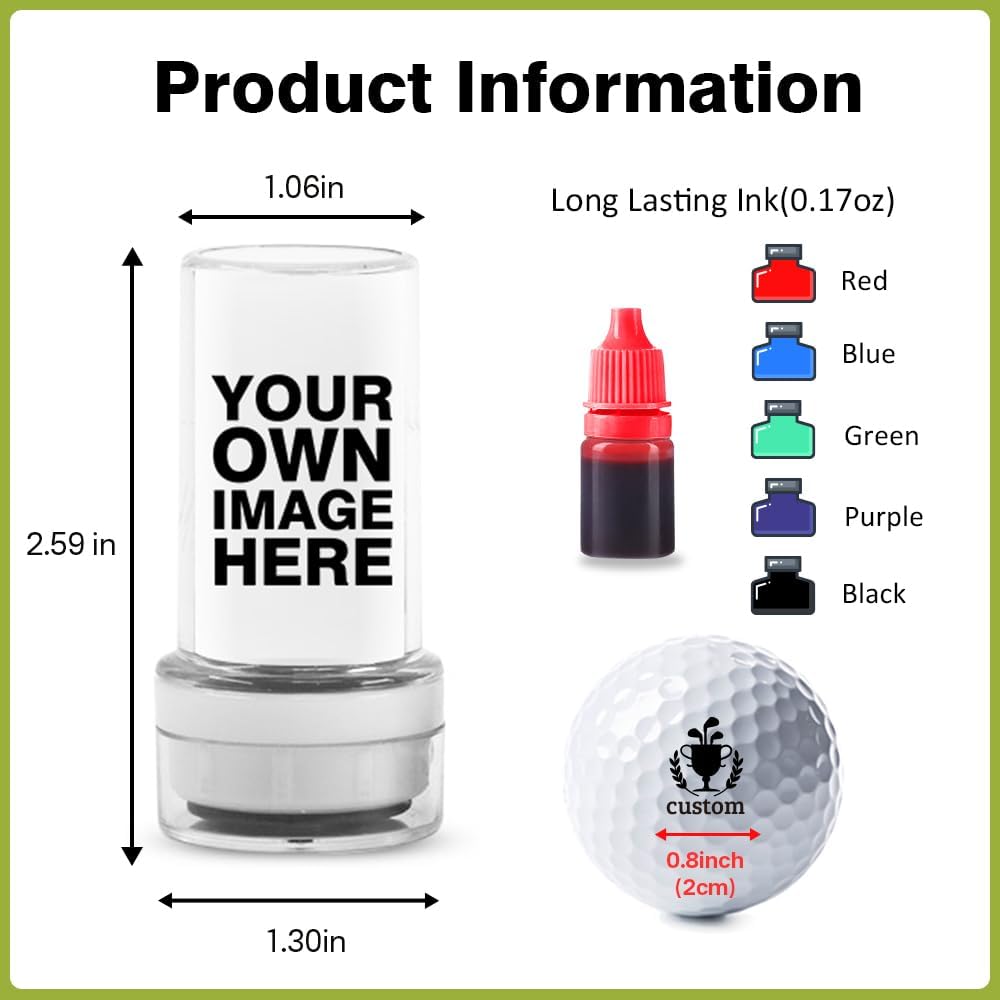Custom Golf Ball Stamps with Personalized Name Graphics, Reusable Golf Ball Waterproof Marking Tool