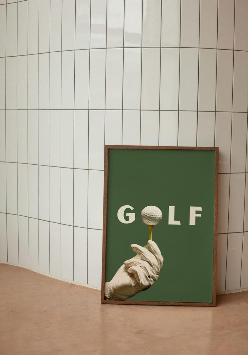 Golf Wall Art Print, Modern Golf Ball Poster, Trendy Collage Sports Decor, Green Golf Course Artwork, Unique Gifts for Golfers, Contemporary Home Wall Art, Stylish Gift for Him (Unframed) (9x11)