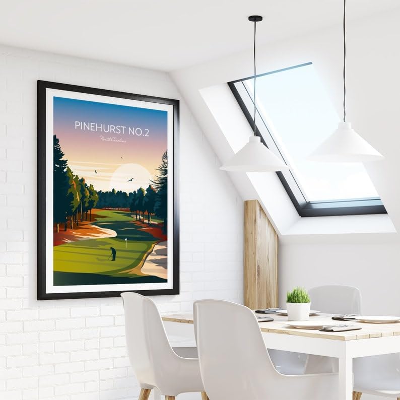 US Open Pinehurst No.2 Golf Print, US Open North Carolina, North Carolina Golf Art, Vintage Golf Print, Golf Championship Wall Decor, Scenic Golf Landscape (Unframed) (11x14)