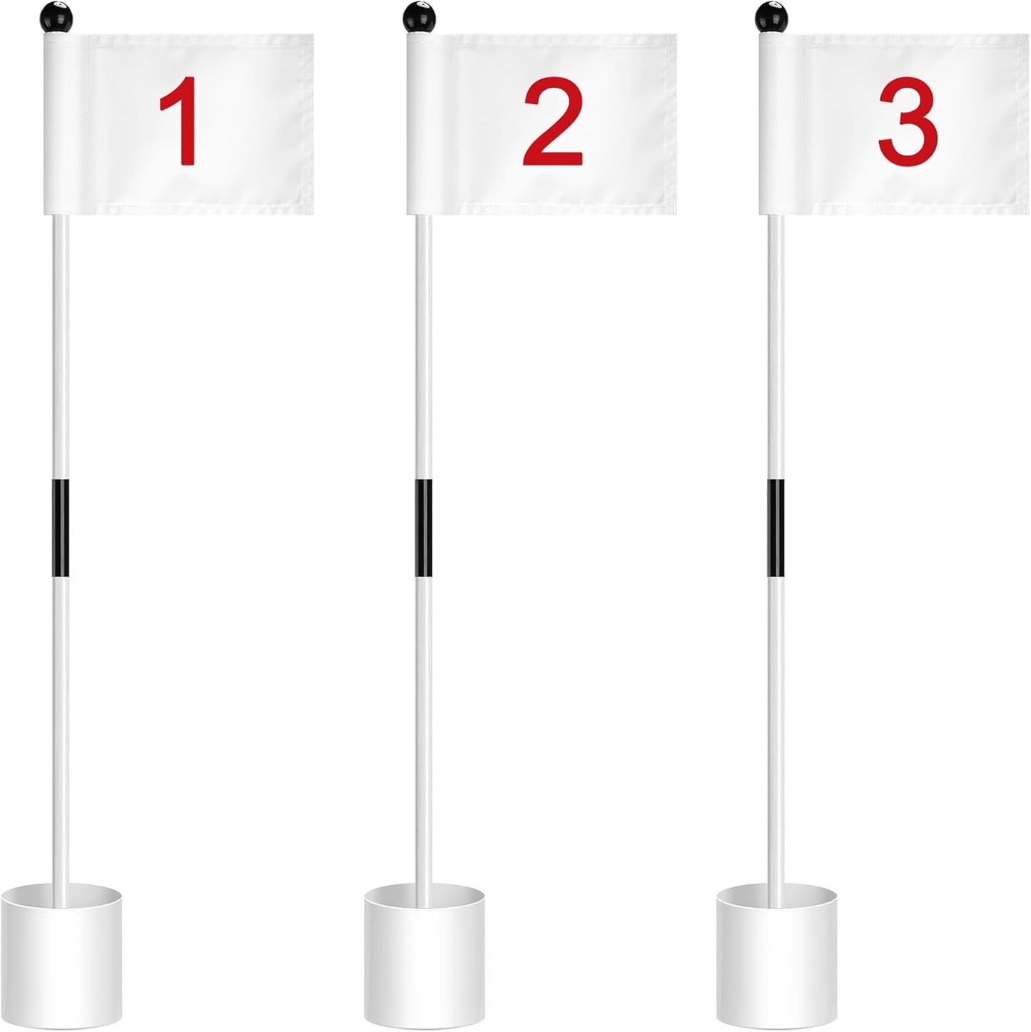 Hungdao 3 Set Golf Flagstick Mini 3 ft Golf Pin Flag Hole Cup Set Practice Putting Green Pro Detachable Numbered Nylon Flags Portable 2-section Design for Yard Garden Driving Range Gifts Idea
