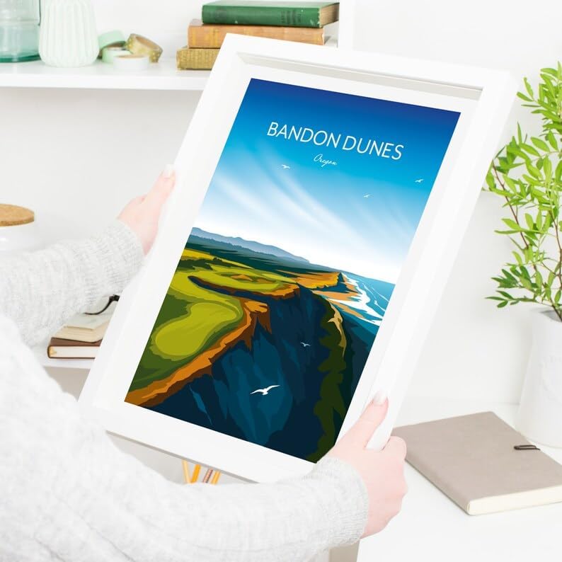 Bandon Dunes Golf Poster - Oregon Golf Course Resort, Oregon Golf Art, Coastal Golf Print, Vintage Golf Wall Decor, Scenic Golf Landscape, Golf Resort Artwork (Unframed) (11x14)