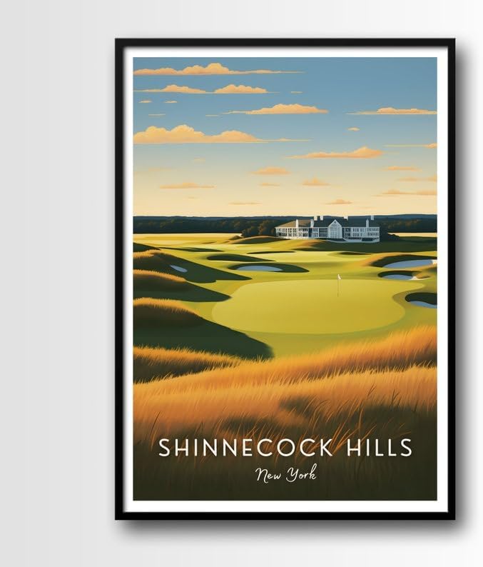 Nationcog Shinnecock Hills Golf Poster, Vintage New York Wall Art Print, Retro Golf Course Landscape Decor, Classic Artwork for Man Cave, Office or Home (Unframed) (27x40)