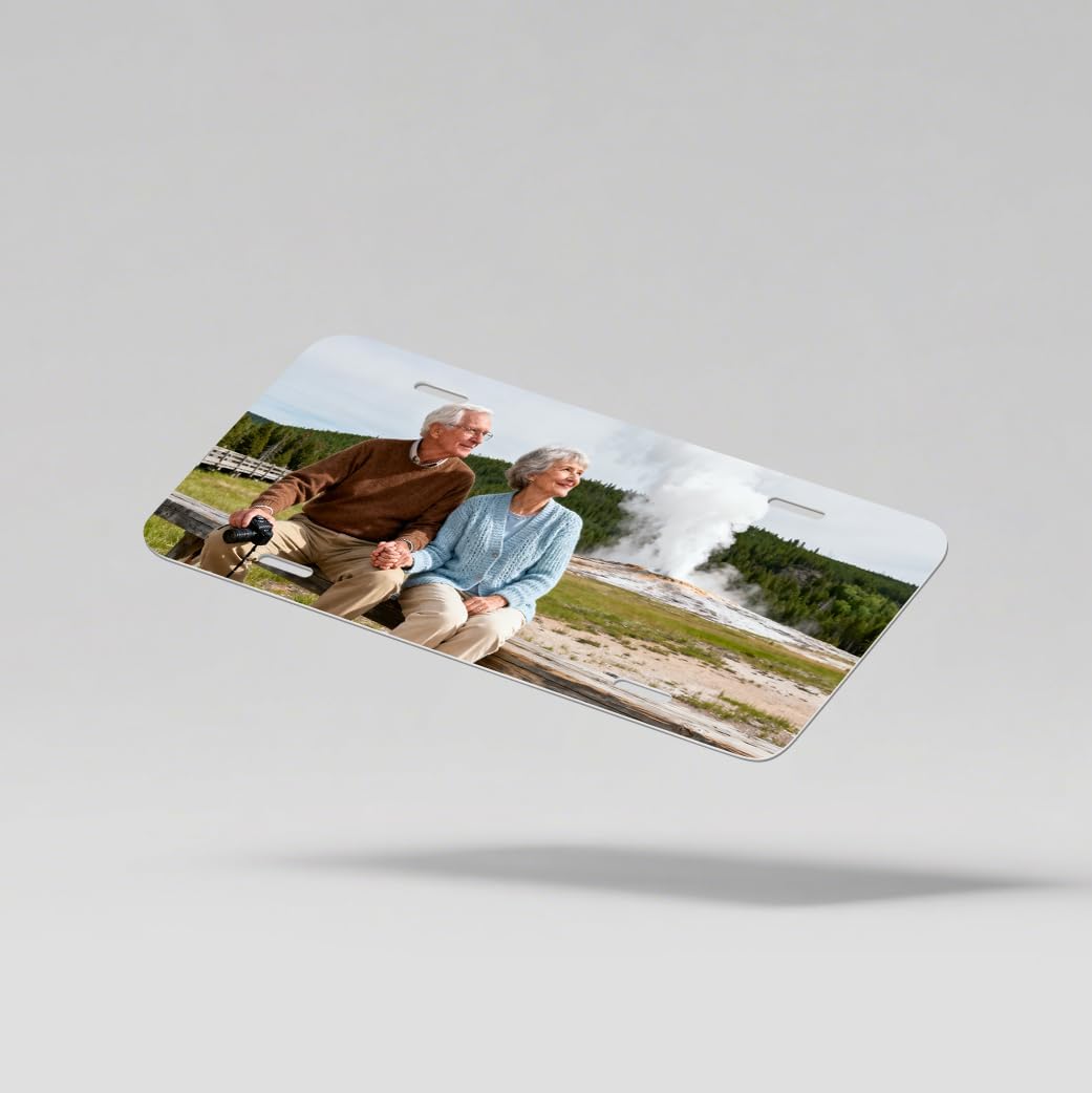 Metal Personalized License Plate - Custom UV Printed Front Vanity Plates with Decorative Designs for Car, Auto Accessories with Customizable Photo & Text - 6x12 Inch Car Decor Tags & Number Plates