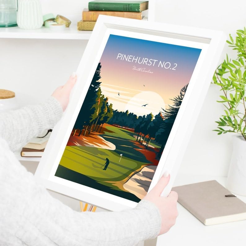 US Open Pinehurst No.2 Golf Print, US Open North Carolina, North Carolina Golf Art, Vintage Golf Print, Golf Championship Wall Decor, Scenic Golf Landscape (Unframed) (9x11)
