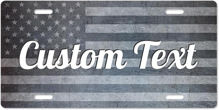 Unique Vanity License Plates | 16 Individual Designs | 3 Sizes (Automobile, Golf Cart, Motorcycle/Bike) | Made in U.S.A. | Custom Car Tags (Grey USA Flag, Golf Cart (7" x 4"))