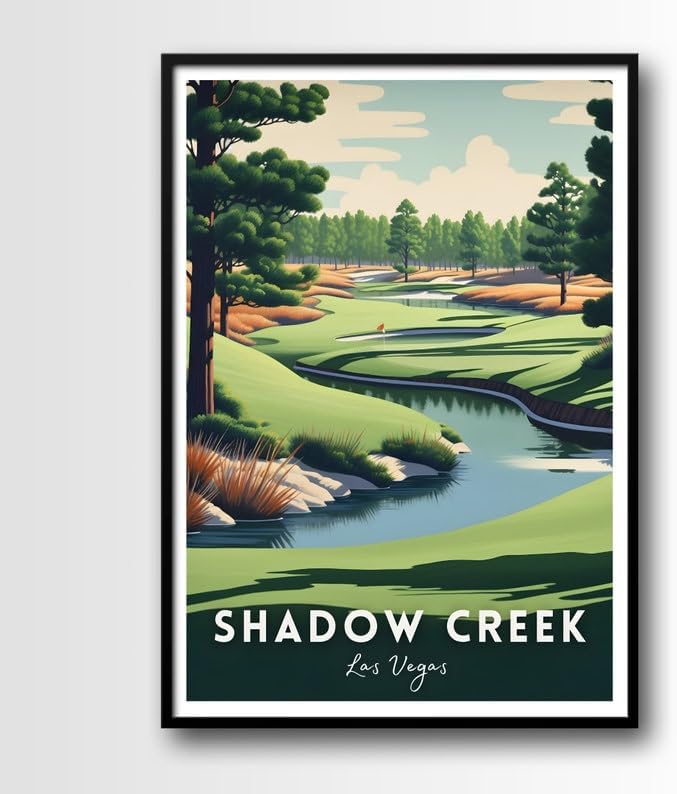 Nationcog Shadow Creek Golf Wall Art, Las Vegas Scenic Course Poster with Water Features, Modern Decor for Office or Bedroom, Great Gift for Dad, Husband, or Golf Enthusiasts (Unframed) (12x18)