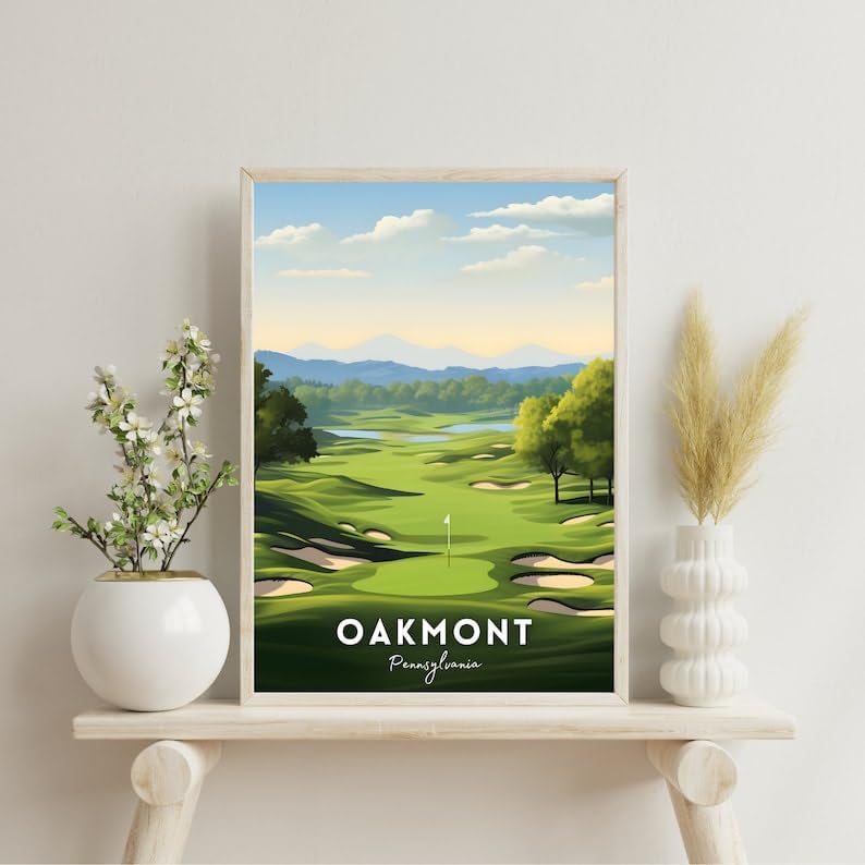 Oakmont Golf Course Poster, Vintage Pennsylvania Travel Wall Art Print, Retro Country Club Artwork, Classic Golf Decor Gift for Enthusiasts (Unframed) (20x30)